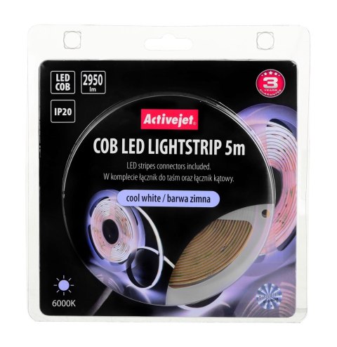 Taśma LED COB 5m barwa zimna IP20 Activejet Taśma LED COB 5m barwa zimna IP20 Activejet