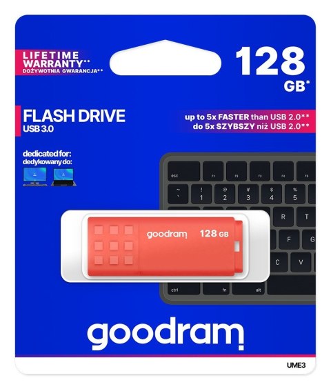 GOODRAM FLASHDRIVE 128GB UME3 USB 3.0 ORANGE GoodRam GOODRAM FLASHDRIVE 128GB UME3 USB 3.0 ORANGE GoodRam