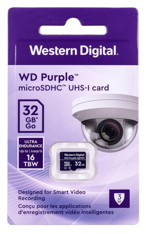 Karta pamięci WD Purple microSDXC WDD032G1P0C (32GB; Class 10, Class U1) WD Karta pamięci WD Purple microSDXC WDD032G1P0C (32GB; Class 10, Class U1) WD