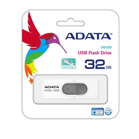 Pendrive ADATA UV220 AUV220-32G-RWHGY (32GB; USB 2.0; kolor biały) ADATA Pendrive ADATA UV220 AUV220-32G-RWHGY (32GB; USB 2.0; kolor biały) ADATA