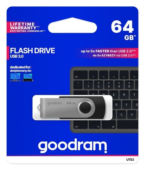 Pendrive GoodRam Twister UTS3-0640K0R11 (64GB; USB 3.0; kolor czarny) GoodRam Pendrive GoodRam Twister UTS3-0640K0R11 (64GB; USB 3.0; kolor czarny) GoodRam