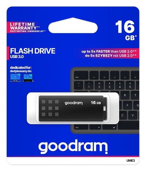 Pendrive GoodRam UME3 UME3-0160K0R11 (16GB; USB 3.0; kolor czarny) GoodRam Pendrive GoodRam UME3 UME3-0160K0R11 (16GB; USB 3.0; kolor czarny) GoodRam