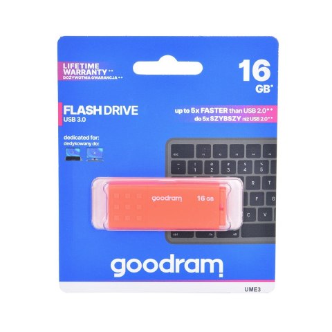 Pendrive GoodRam UME3 UME3-0160O0R11 (16GB; USB 3.0; kolor pomarańczowy) GoodRam Pendrive GoodRam UME3 UME3-0160O0R11 (16GB; USB 3.0; kolor pomarańczowy) GoodRam