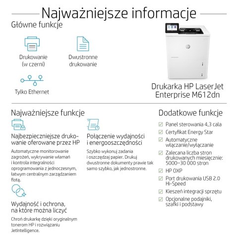 DRUKARKA HP LaserJet Enterprise M612dn Hewlett-Packard DRUKARKA HP LaserJet Enterprise M612dn Hewlett-Packard