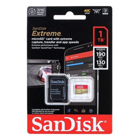 KARTA PAMIĘCI SANDISK EXTREME microSDXC 1 TB 190/130 MB/s A2 C10 V30 UHS-I U3 SanDisk KARTA PAMIĘCI SANDISK EXTREME microSDXC 1 TB 190/130 MB/s A2 C10 V30 UHS-I U3 SanDisk