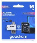 Karta pamięci z adapterem i czytnikiem kart GoodRam All in one M1A4-0160R12 (16GB; Class 10; Adapter, Czytnik kart MicroSDHC, Ka GoodRam