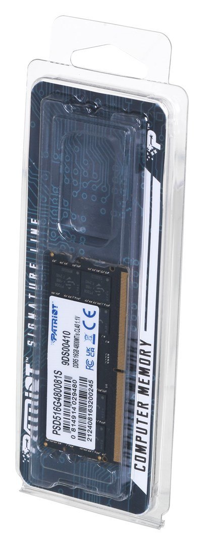 PATRIOT SIGNATURE SO-DIMM DDR5 16GB 4800MHz 1 Rank Patriot Memory PATRIOT SIGNATURE SO-DIMM DDR5 16GB 4800MHz 1 Rank Patriot Memory