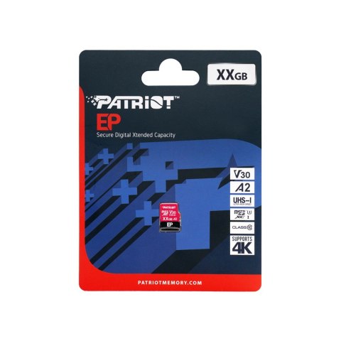 Patriot EP Pro A2 Micro SDXC 128GB 90/80 MB/s V30 U3 Class10 Patriot Memory Patriot EP Pro A2 Micro SDXC 128GB 90/80 MB/s V30 U3 Class10 Patriot Memory