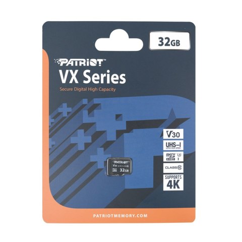 Patriot VX Micro SDXC 32GB 90/80 MB/s V30 U3 UHS-I Patriot Memory Patriot VX Micro SDXC 32GB 90/80 MB/s V30 U3 UHS-I Patriot Memory
