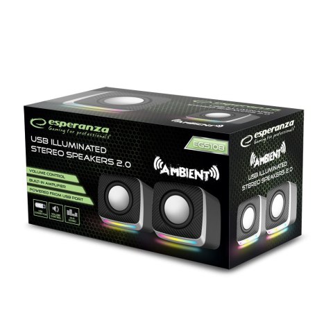 ESPERANZA GŁOŚNIKI 2.0 USB LED RAINBOW AMBIENT EGS108 Esperanza ESPERANZA GŁOŚNIKI 2.0 USB LED RAINBOW AMBIENT EGS108 Esperanza