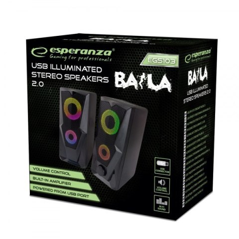 ESPERANZA GŁOŚNIKI 2.0 USB LED RAINBOW BAILA EGS103 Esperanza ESPERANZA GŁOŚNIKI 2.0 USB LED RAINBOW BAILA EGS103 Esperanza