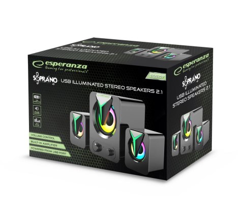 ESPERANZA GŁOŚNIKI 2.1 USB LED RAINBOW SOPRANO EGS107 Esperanza ESPERANZA GŁOŚNIKI 2.1 USB LED RAINBOW SOPRANO EGS107 Esperanza