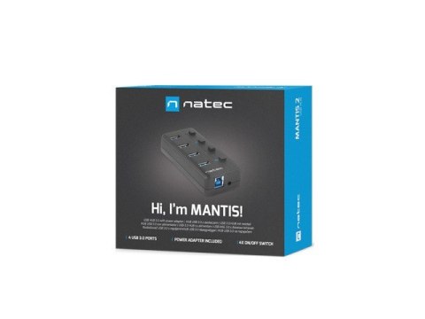 Hub NATEC Mantis 2 NHU-1557 (4x USB 3.0; kolor czarny) NATEC Hub NATEC Mantis 2 NHU-1557 (4x USB 3.0; kolor czarny) NATEC
