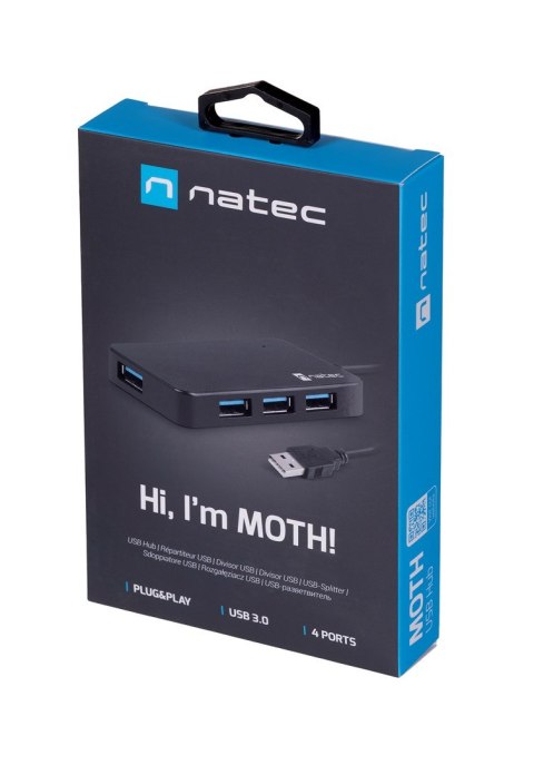 Hub NATEC Moth NHU-1342 (4x USB 3.0; kolor czarny) NATEC Hub NATEC Moth NHU-1342 (4x USB 3.0; kolor czarny) NATEC