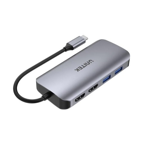 UNITEK AKTYWNY HUB USB-C 2X HDMI, CZYTNIK SD, 4K, RJ-45, PD 100W, 5 GBPS UNITEK UNITEK AKTYWNY HUB USB-C 2X HDMI, CZYTNIK SD, 4K, RJ-45, PD 100W, 5 GBPS UNITEK