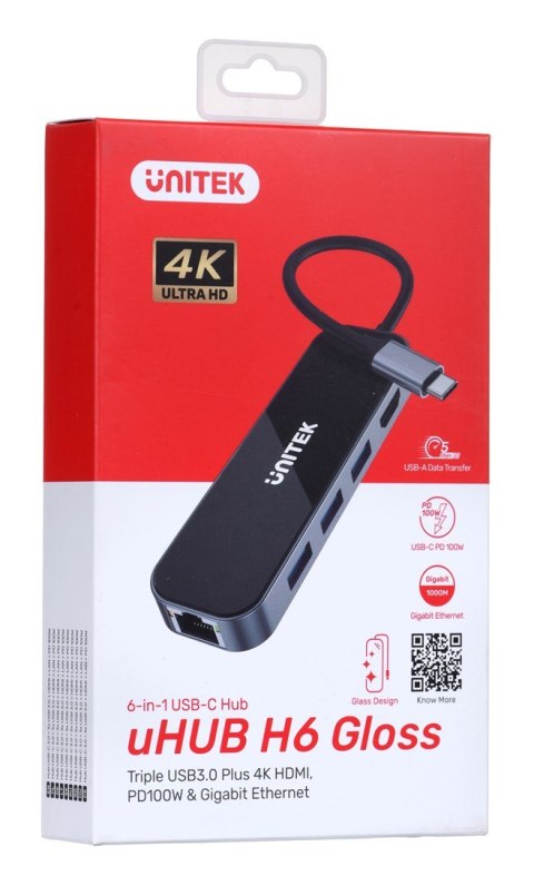 UNITEK HUB USB-C 3.1, RJ-45,3XUSB-A,HDMI,4K,PD100W UNITEK UNITEK HUB USB-C 3.1, RJ-45,3XUSB-A,HDMI,4K,PD100W UNITEK