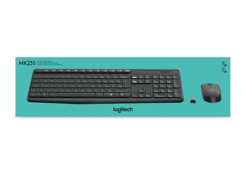 Zestaw klawiatura + mysz membranowa Logitech MK235 920-007931 (USB 3.0; kolor szary; optyczna) Logitech Zestaw klawiatura + mysz membranowa Logitech MK235 920-007931 (USB 3.0; kolor szary; optyczna) Logitech