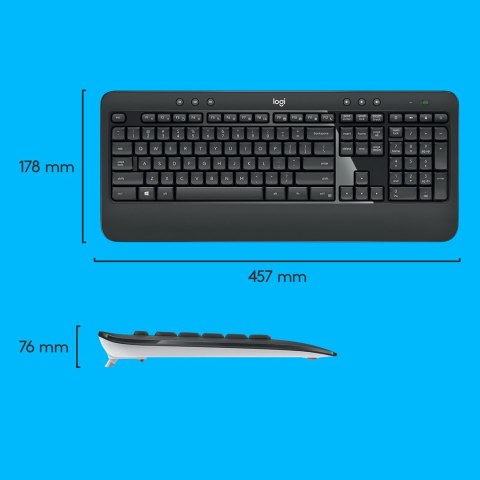 Zestaw klawiatura + mysz membranowa Logitech MK540 920-008685 (USB; kolor czarny; optyczna; 1000 DPI) Logitech Zestaw klawiatura + mysz membranowa Logitech MK540 920-008685 (USB; kolor czarny; optyczna; 1000 DPI) Logitech