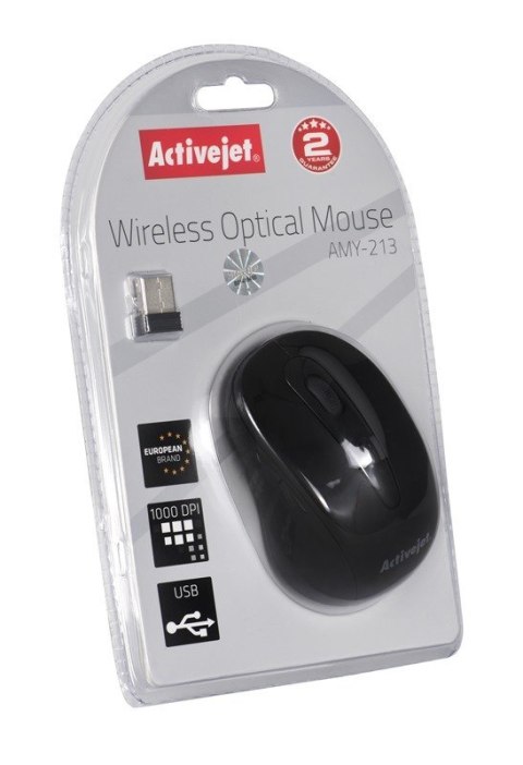Activejet AMY-213 Mysz bezprzewodowa USB (optyczna; 1600 DPI; kolor czarny) Activejet Activejet AMY-213 Mysz bezprzewodowa USB (optyczna; 1600 DPI; kolor czarny) Activejet
