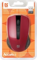 DEFENDER MYSZ BEZPRZEWODOWA ACCURA MM-935 RF CZERWONA OPTICAL 1600DPI 4P 52937 Defender