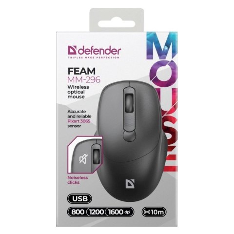 DEFENDER MYSZ FEAM MM-296 RF SILENT CZARNA Defender DEFENDER MYSZ FEAM MM-296 RF SILENT CZARNA Defender