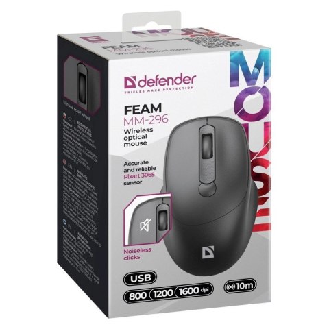 DEFENDER MYSZ FEAM MM-296 RF SILENT CZARNA Defender DEFENDER MYSZ FEAM MM-296 RF SILENT CZARNA Defender