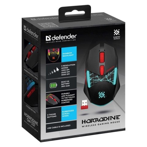DEFENDER MYSZ GM-237 HORRODINE RF 3200dpi 6P CZARNA Defender DEFENDER MYSZ GM-237 HORRODINE RF 3200dpi 6P CZARNA Defender