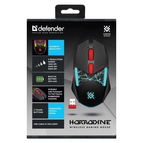 DEFENDER MYSZ GM-237 HORRODINE RF 3200dpi 6P CZARNA Defender DEFENDER MYSZ GM-237 HORRODINE RF 3200dpi 6P CZARNA Defender