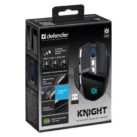 DEFENDER MYSZ GM-885 KNIGHT RF BEZPRZEWODOWA 3200dpi 8P CZARNA Defender DEFENDER MYSZ GM-885 KNIGHT RF BEZPRZEWODOWA 3200dpi 8P CZARNA Defender