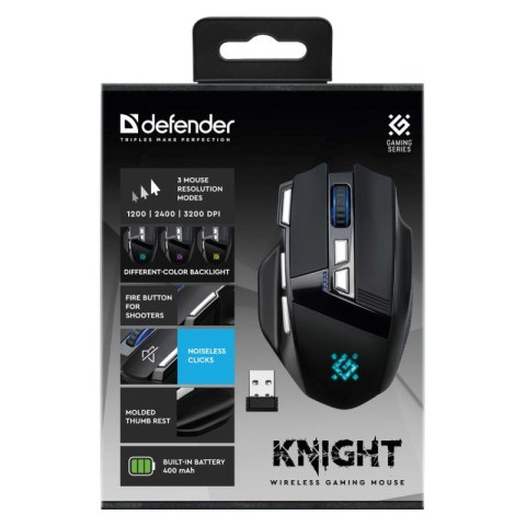 DEFENDER MYSZ GM-885 KNIGHT RF BEZPRZEWODOWA 3200dpi 8P CZARNA Defender DEFENDER MYSZ GM-885 KNIGHT RF BEZPRZEWODOWA 3200dpi 8P CZARNA Defender