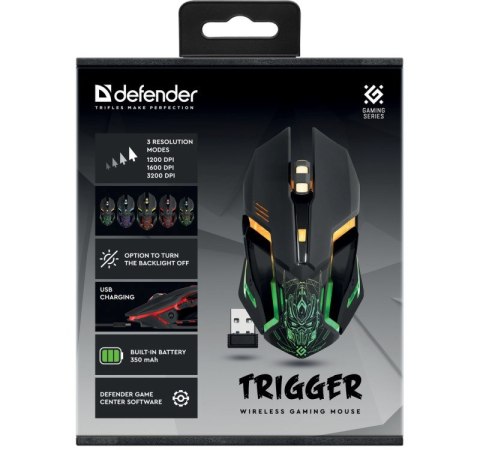 DEFENDER MYSZ GM-934 TRIGGER OPTIC RF BEZPRZEWODOWA 3200DPI 7P 52934 Defender DEFENDER MYSZ GM-934 TRIGGER OPTIC RF BEZPRZEWODOWA 3200DPI 7P 52934 Defender
