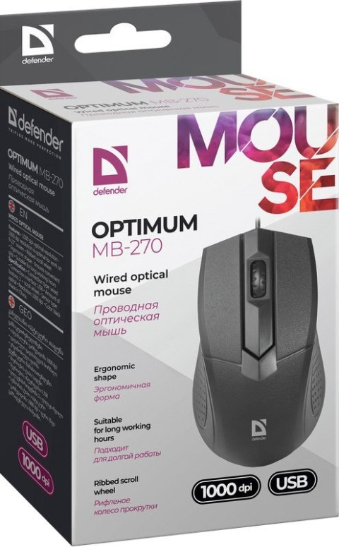 DEFENDER MYSZ OPTIMUM MB-270 OPTICAL 1000dpi 3P Defender DEFENDER MYSZ OPTIMUM MB-270 OPTICAL 1000dpi 3P Defender