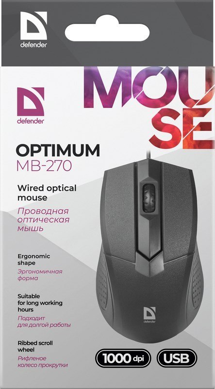 DEFENDER MYSZ OPTIMUM MB-270 OPTICAL 1000dpi 3P Defender DEFENDER MYSZ OPTIMUM MB-270 OPTICAL 1000dpi 3P Defender
