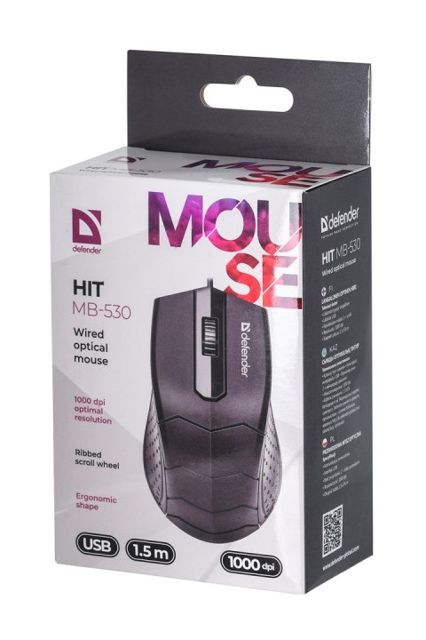 DEFENDER MYSZ PRZEWODOWA HIT MB-530 CZARNA OTPICAL 1000DPI 3P 52530 Defender DEFENDER MYSZ PRZEWODOWA HIT MB-530 CZARNA OTPICAL 1000DPI 3P 52530 Defender