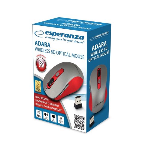 ESPERANZA MYSZ BEZPRZEWODOWA 2.4GHZ ADARA CZERWONA EM131R Esperanza ESPERANZA MYSZ BEZPRZEWODOWA 2.4GHZ ADARA CZERWONA EM131R Esperanza