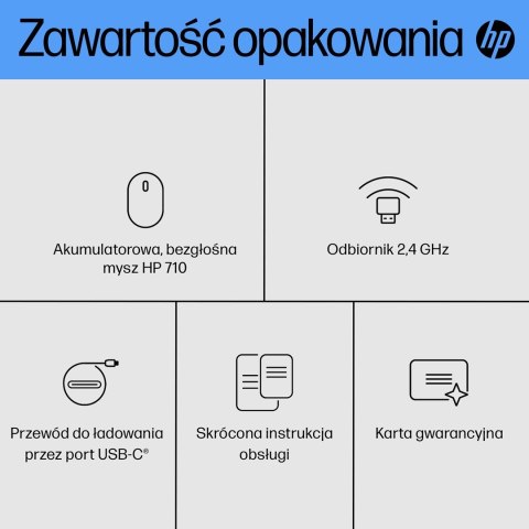 Mysz HP 710 Rechargeable Silent Mouse Black bezprzewodowa z akumulatorem czarna 6E6F2AA Hewlett-Packard Mysz HP 710 Rechargeable Silent Mouse Black bezprzewodowa z akumulatorem czarna 6E6F2AA Hewlett-Packard