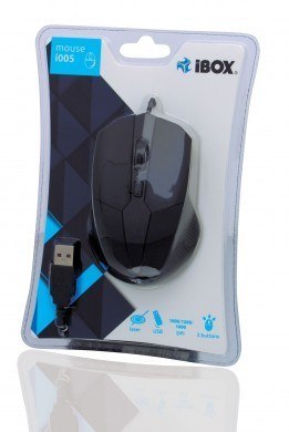 Mysz IBOX i005 LASEROWA PRZEWODOWA, USB IMLAF005 (laserowa; 1600 DPI; kolor czarny) IBOX Mysz IBOX i005 LASEROWA PRZEWODOWA, USB IMLAF005 (laserowa; 1600 DPI; kolor czarny) IBOX