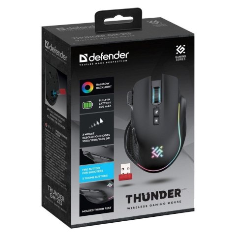 DEFENDER MYSZ GM-213 THUNDER RF 1600dpi 8P CZARNA Defender DEFENDER MYSZ GM-213 THUNDER RF 1600dpi 8P CZARNA Defender