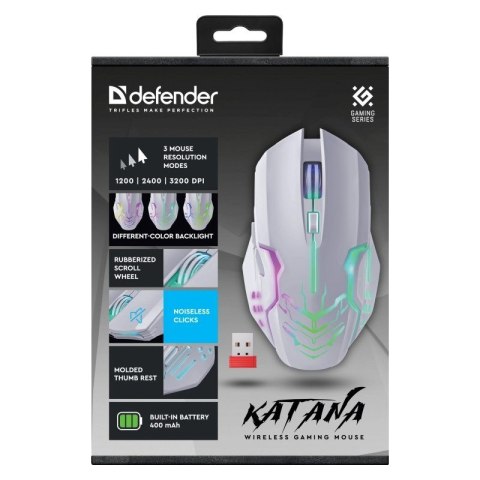 DEFENDER MYSZ GM-511 KATANA RF 3200dpi 7P BIAŁA Defender DEFENDER MYSZ GM-511 KATANA RF 3200dpi 7P BIAŁA Defender