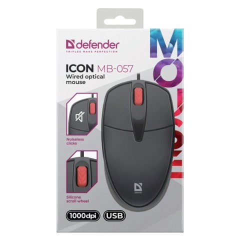 DEFENDER MYSZ ICON MB-057 CZARNA OPTICAL 1000dpi 3P Defender DEFENDER MYSZ ICON MB-057 CZARNA OPTICAL 1000dpi 3P Defender