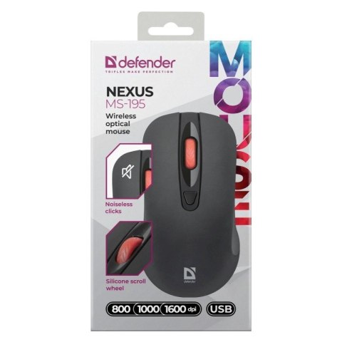 DEFENDER MYSZ NEXUS MS-195 RF SILENT CZARNA Defender DEFENDER MYSZ NEXUS MS-195 RF SILENT CZARNA Defender