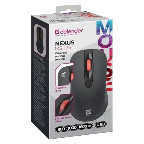DEFENDER MYSZ NEXUS MS-195 RF SILENT CZARNA Defender DEFENDER MYSZ NEXUS MS-195 RF SILENT CZARNA Defender