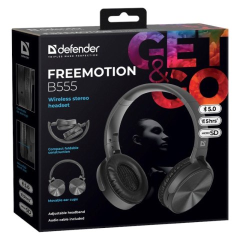 DEFENDER SŁUCHAWKI BLUETOOTH FREEMOTION B555 CZARNE Defender DEFENDER SŁUCHAWKI BLUETOOTH FREEMOTION B555 CZARNE Defender