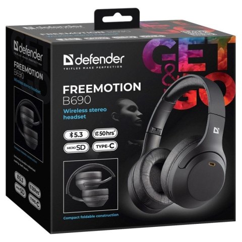 DEFENDER SŁUCHAWKI BLUETOOTH FREEMOTION B690 CZARNE Defender DEFENDER SŁUCHAWKI BLUETOOTH FREEMOTION B690 CZARNE Defender