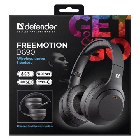 DEFENDER SŁUCHAWKI BLUETOOTH FREEMOTION B690 CZARNE Defender DEFENDER SŁUCHAWKI BLUETOOTH FREEMOTION B690 CZARNE Defender