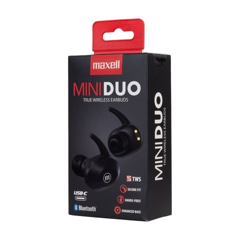 MAXELL MINI DUO Słuchawki bezprzewodowe bluetooth TWS EARBUDS czarne Maxell MAXELL MINI DUO Słuchawki bezprzewodowe bluetooth TWS EARBUDS czarne Maxell