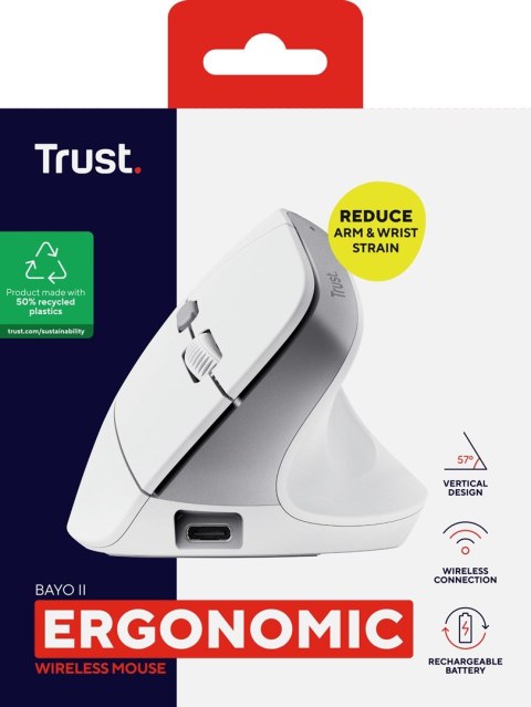Mysz Trust BAYO II ERGONOMIC WIRELESS White Trust Mysz Trust BAYO II ERGONOMIC WIRELESS White Trust