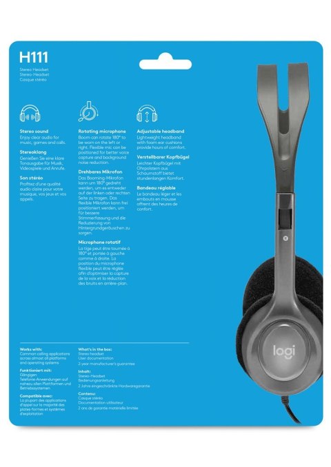 Słuchawki Logitech H111 981-0005939 (kolor szary Logitech Słuchawki Logitech H111 981-0005939 (kolor szary Logitech