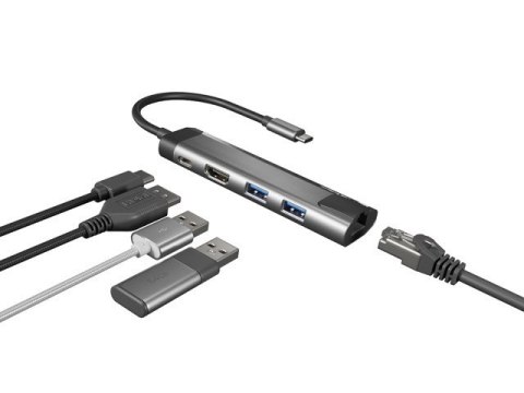 NATEC MULTIPORT FOWLER GO USB-C -> HUB USB 3.0 X2, HDMI 4K, USB-C PD, RJ45 NMP-1985 NATEC NATEC MULTIPORT FOWLER GO USB-C -> HUB USB 3.0 X2, HDMI 4K, USB-C PD, RJ45 NMP-1985 NATEC