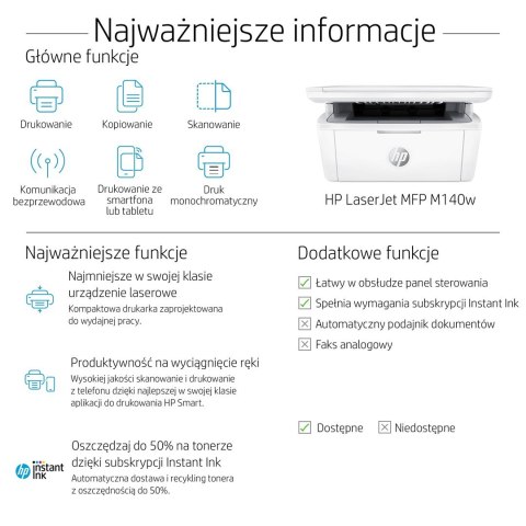 URZĄDZENIE WIELOF. HP LaserJet M140w 7MD72F MFP Hewlett-Packard URZĄDZENIE WIELOF. HP LaserJet M140w 7MD72F MFP Hewlett-Packard
